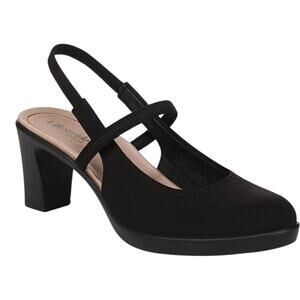 LifeStride Women's Evoke Block Heel Slingback Pumps Black Size 9 W